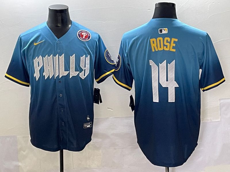 Men 2025 Philadelphia Phillies #14 Rose Blue City Edition Nike MLB Jersey style 7